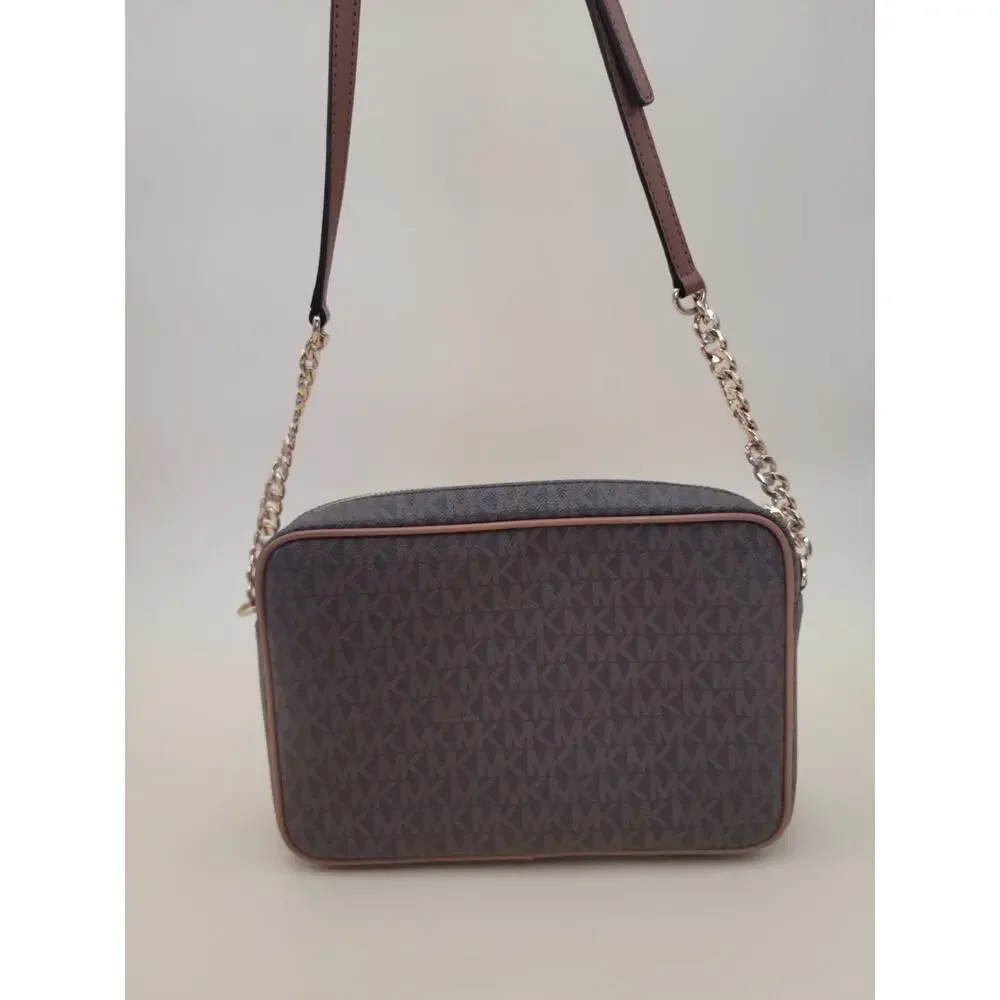 Michael Kors Jet Set Large East West Crossbody Bag Brown Monogram Logo Purse